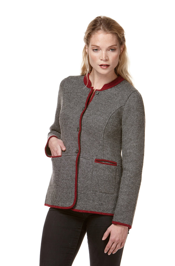 Trachten-Blazer FIONA Alpaka Wolle gewalkt Leder