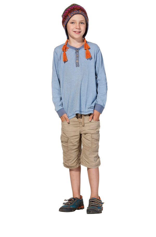 Kinder Mütze AQUARELL für 5-9 Jahre mit Baumwollvlies gefüttert Bommel-Haube