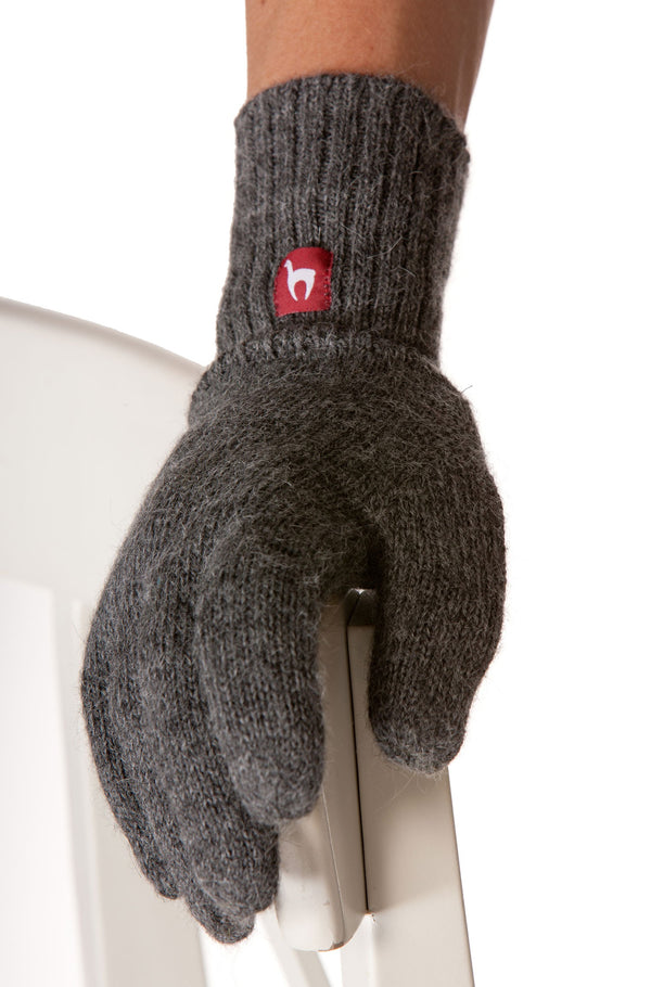 Fingerhandschuhe UNI aus Alpaka-Garn unifarben gestrickte Handschuhe