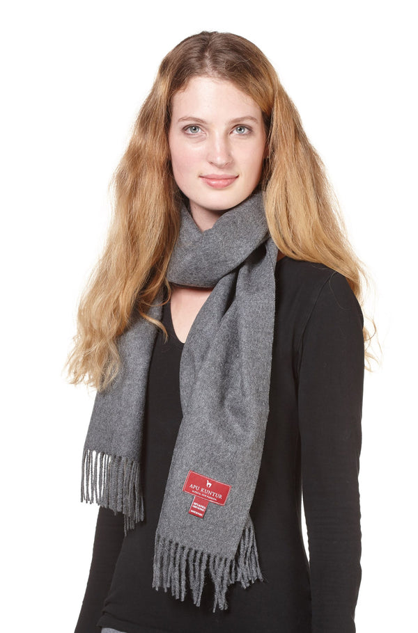 BABY ALPACA WEBSCHAL unifarben mit Fransen