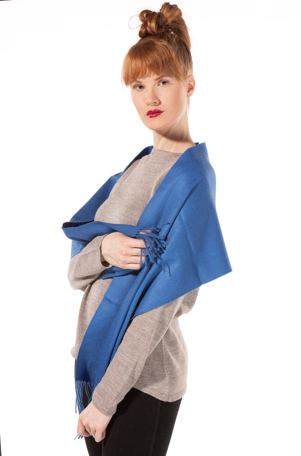 BABY ALPACA WEBSCHAL unifarben mit Fransen