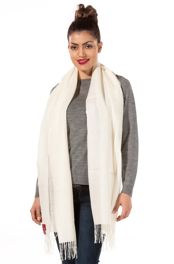 BABY ALPACA WEBSCHAL unifarben mit Fransen