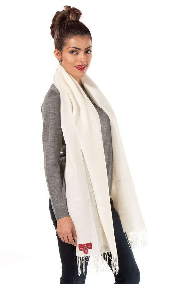 BABY ALPACA WEBSCHAL unifarben mit Fransen