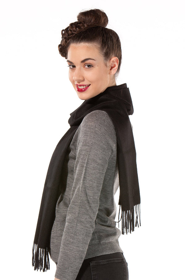 BABY ALPACA WEBSCHAL unifarben mit Fransen