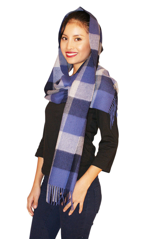 KARO Baby-Alpaka Webschal kariertes Muster