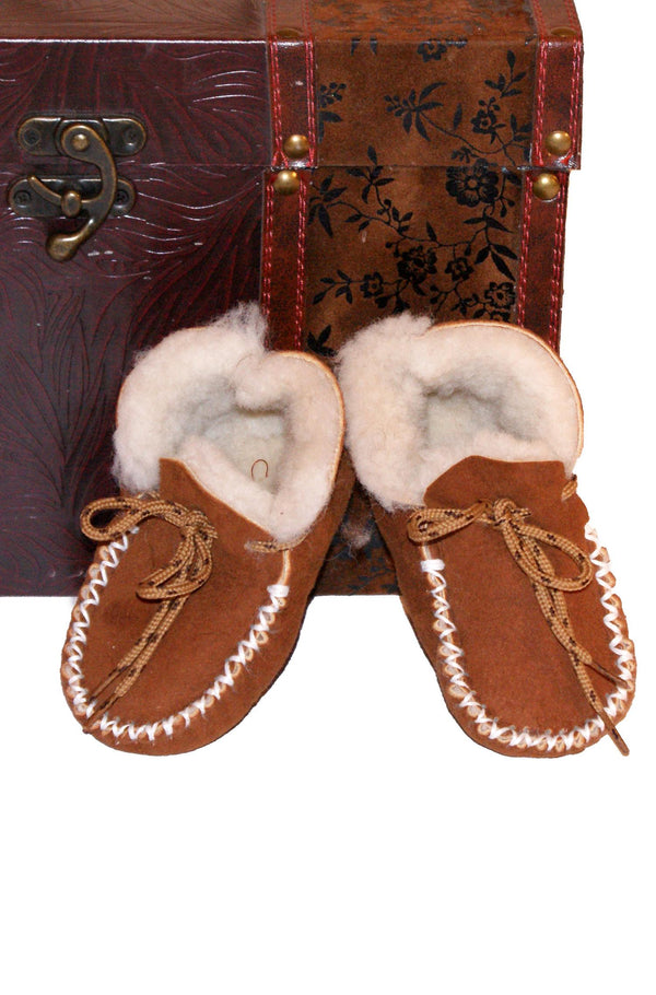 Alpaka FELL-PANTOFFELN Kinder - Hausschuhe Schafsleder