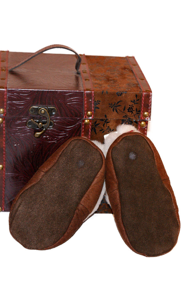 Alpaka FELL-PANTOFFELN Kinder - Hausschuhe Schafsleder