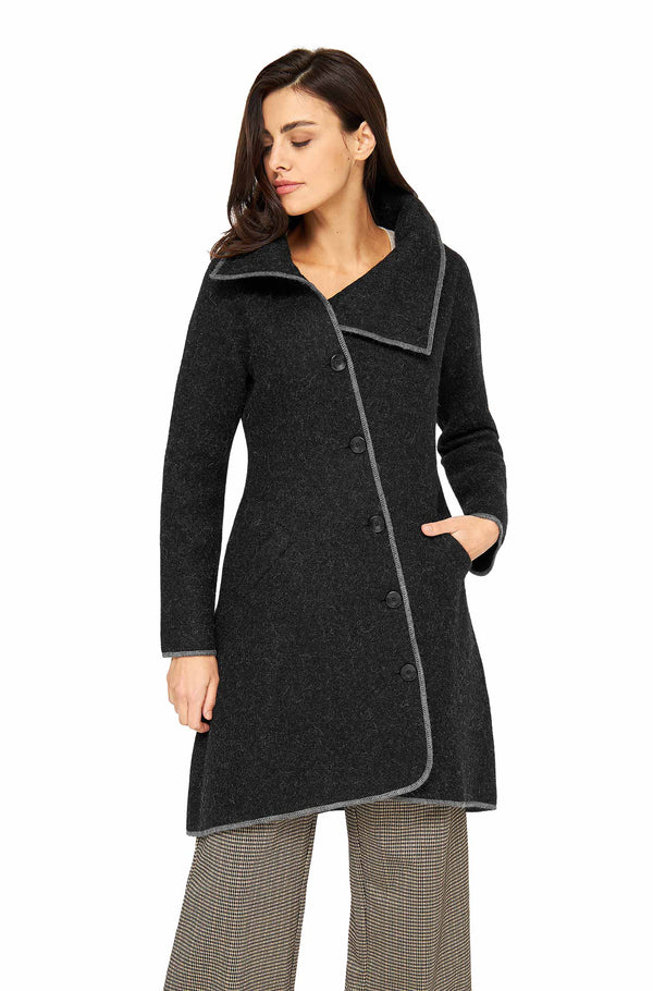 Filz-Mantel ASI gewalkt Alpaka Wolle asymmetrisch