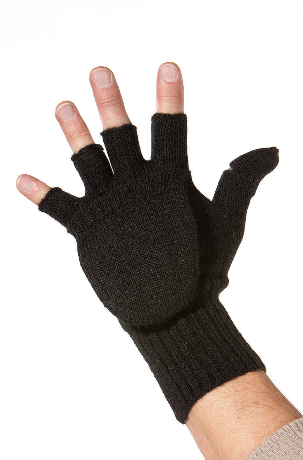Handschuhe KÄNGURU Alpaka unisex Halbfingerhandschuh mit Klappe